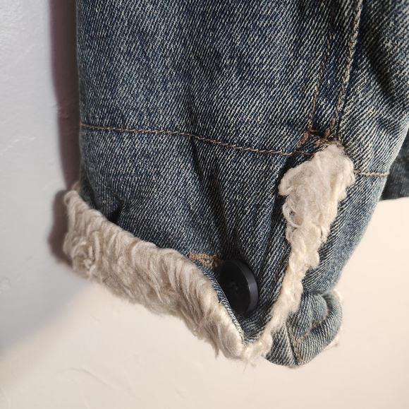 Northcrest Blue Denim Jacket with Cream Sherpa Details Chore Work Sz L 14/16 - Picture 6 of 8